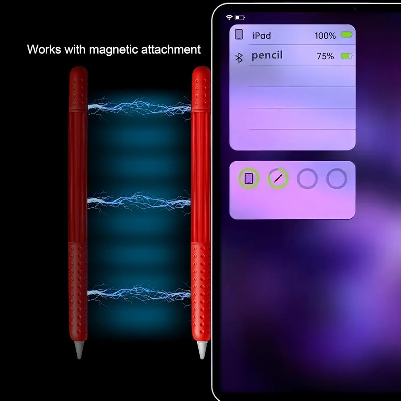 HoldFist Silicone Case Cover Skin Compatible with Apple Pencil (2nd Gen/Pro/USB-C) – Protective Sleeve, Comfortable Grip, Ergonomic Anti-Slip Design, Lightweight & Scratch-Resistant (Red) - Image 4